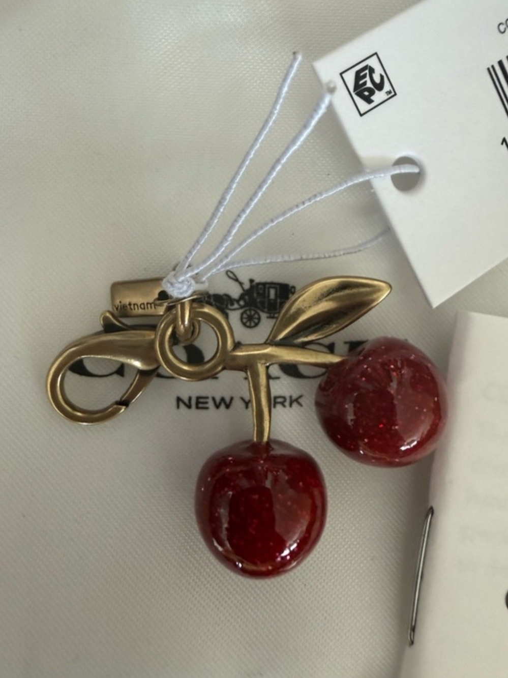 Coach DIY Mini Cherry Charm Keychain in Red and Gold( SOLD OUT ONLINE)